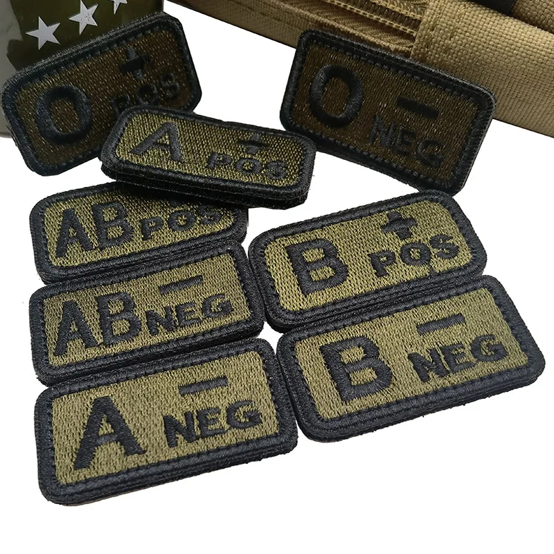 2,5*5 CM, A B AB O POS-NEG insignias tipo sangre apliques de tela bordado parches de gancho y bucle, parche táctico militar en mochila - imagen 3
