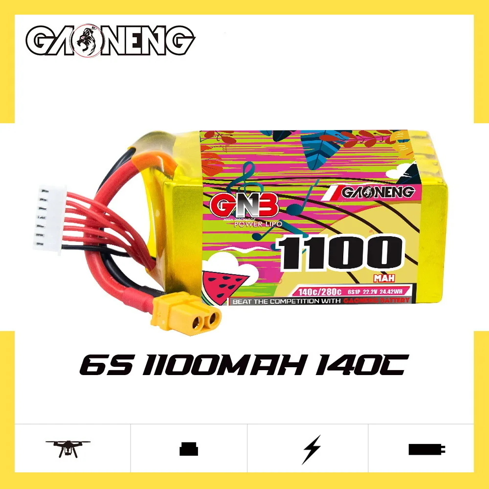 GNB 2S 3S 4S 6S 1100mAh 1100/1350/1550/1850mAh 140C con XT60 para FPV Quadcopter helicóptero avión batería Lipo recargable - imagen 2