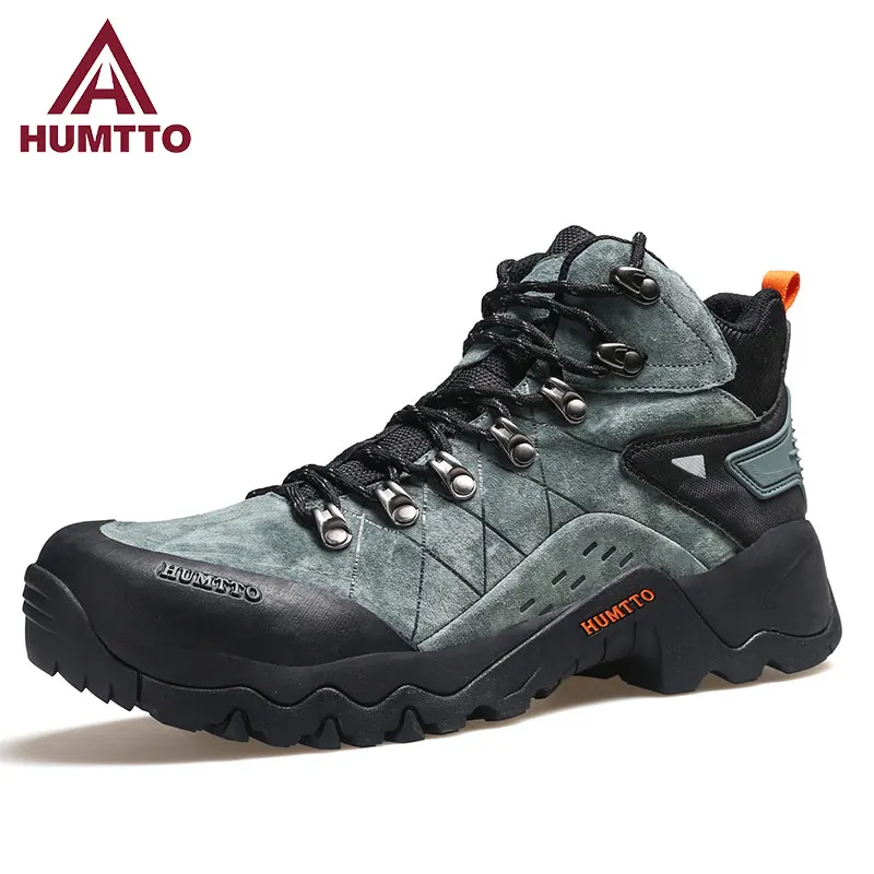 HUMTTO zapatos de senderismo al aire libre para hombre, botas tácticas de escalada antideslizantes impermeables de alta calidad para invierno, zapatos de trekking de cuero para mujer - imagen 3