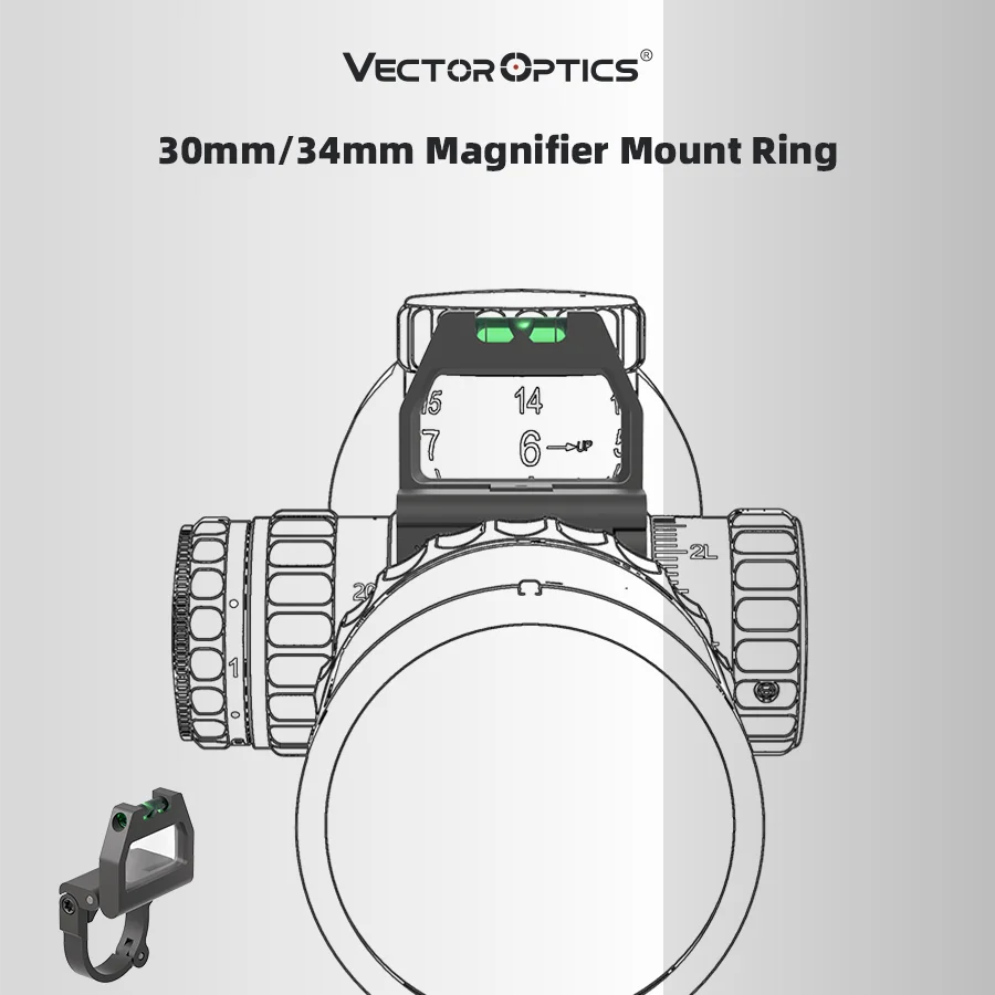 Anillo de montaje de lupa con marca de torreta de tapa rápida X-Accu 30 mm/34 mm con burbuja de nivel