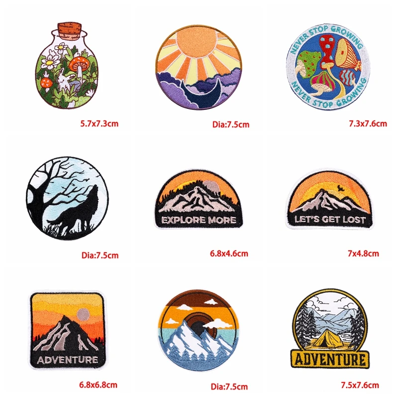 10 Uds parche para cámara montaña Camping parches bordados parches para planchar para ropa parches termoadhesivos para ropa DIY - imagen 3