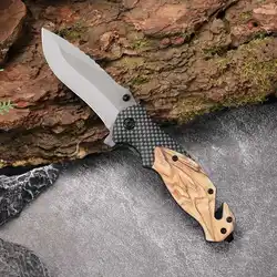 Cuchillo plegable de acero inoxidable para exteriores, cuchillo para fruta, cuchillo pequeño multiusos, portátil, alta dureza, cuchillo de supervivencia para acampar