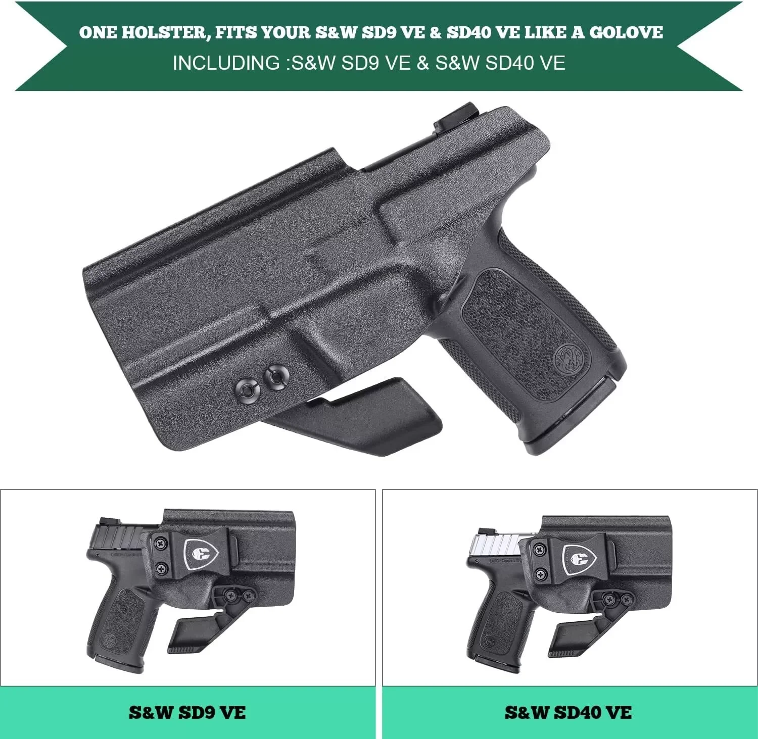 Funda Kydex IWB S&W SD9 VE SD40 mano derecha mira óptica y garras - imagen 4
