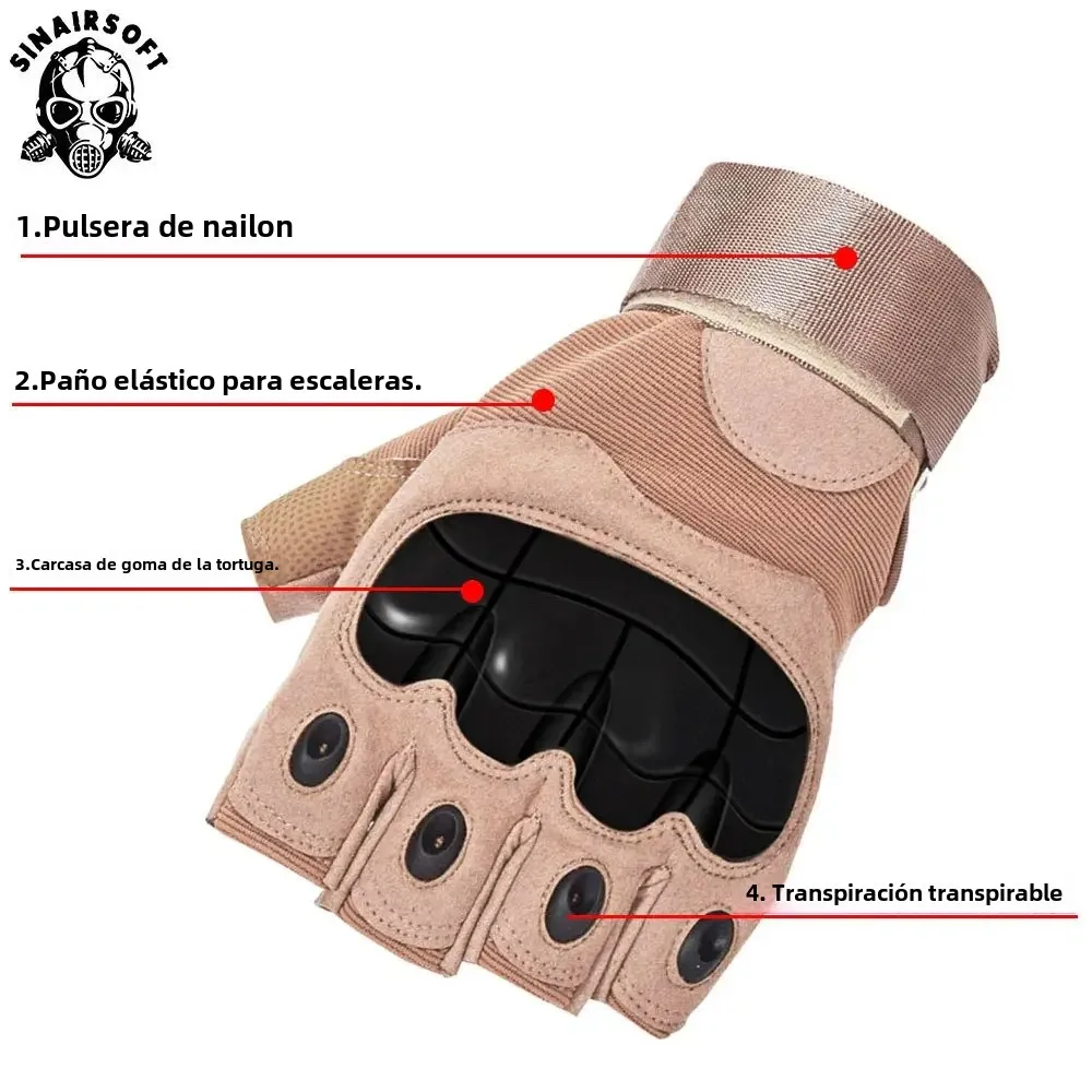 SINAIRSOFT guantes tácticos al aire libre deporte medio dedo militar hombres mujeres combate tiro caza Fitness guantes sin dedos - imagen 3