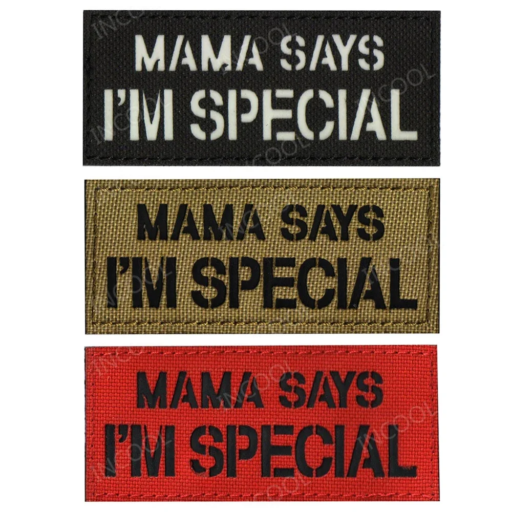 Mama dice que soy parches bordados especiales, reflectantes, IR, palabras divertidas, apliques de goma de PVC para gorra de ropa - imagen 5