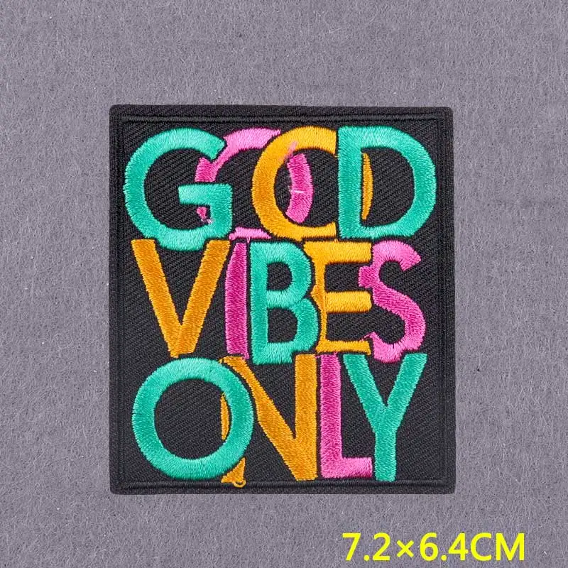 Parche bordado con eslogan positivo para ropa, rayas de amor y paz DIY, parches para planchar en la ropa, insignias en la mochila - imagen 5