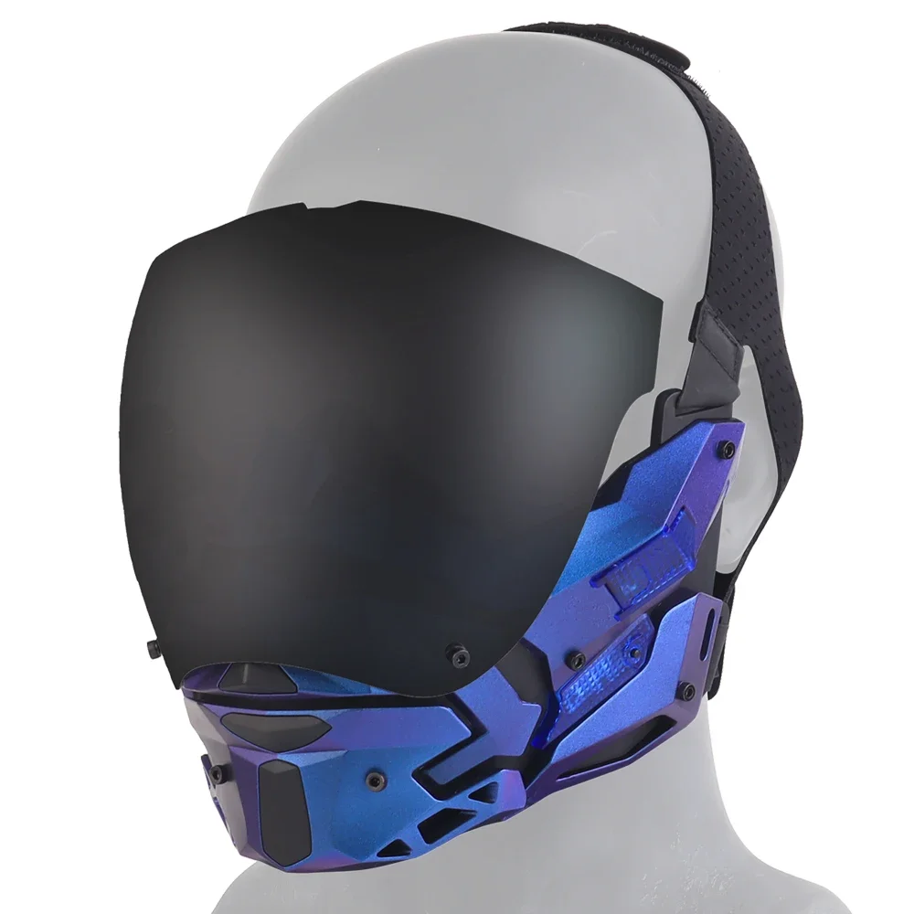 Máscara LED Cyberpunk para hombres, máscara facial desmontable para disfraz de Halloween, fiesta de vacaciones, película táctica Prors - imagen 2