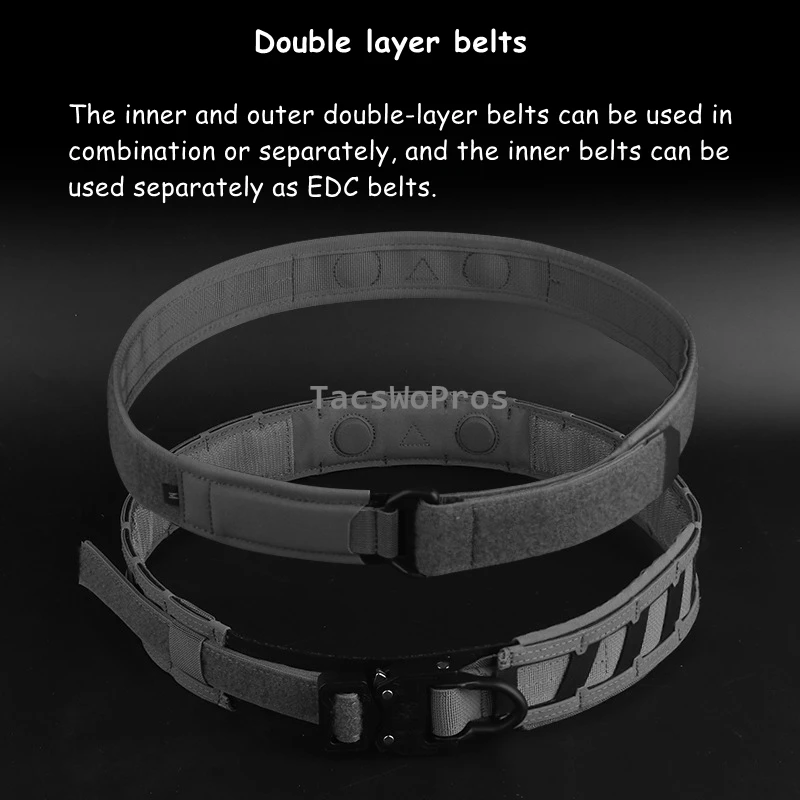 Cinturones de combate tácticos 2 en 1, hebilla de liberación rápida, pretina deportiva CS, cinturones de caza Airsoft de adsorción magnética, talla M/L - imagen 5