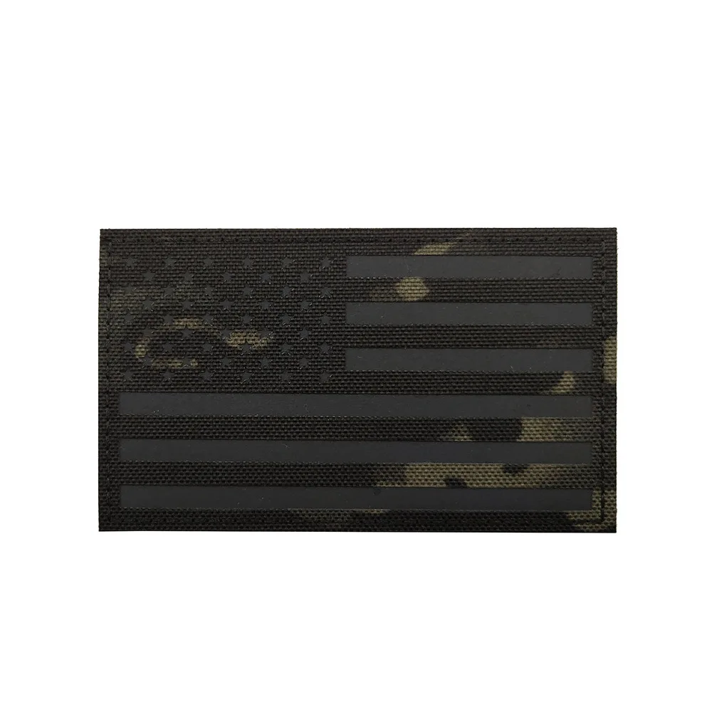 Parches de la bandera de EE. UU., pegatina mágica reflectante cortada con láser, insignia, brazalete, mochila, gancho y anillo para ropa, bordado DIY, 5x3 pulgadas - imagen 4