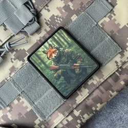 Parche táctico camuflaje zorro rojo con velcro para mochila