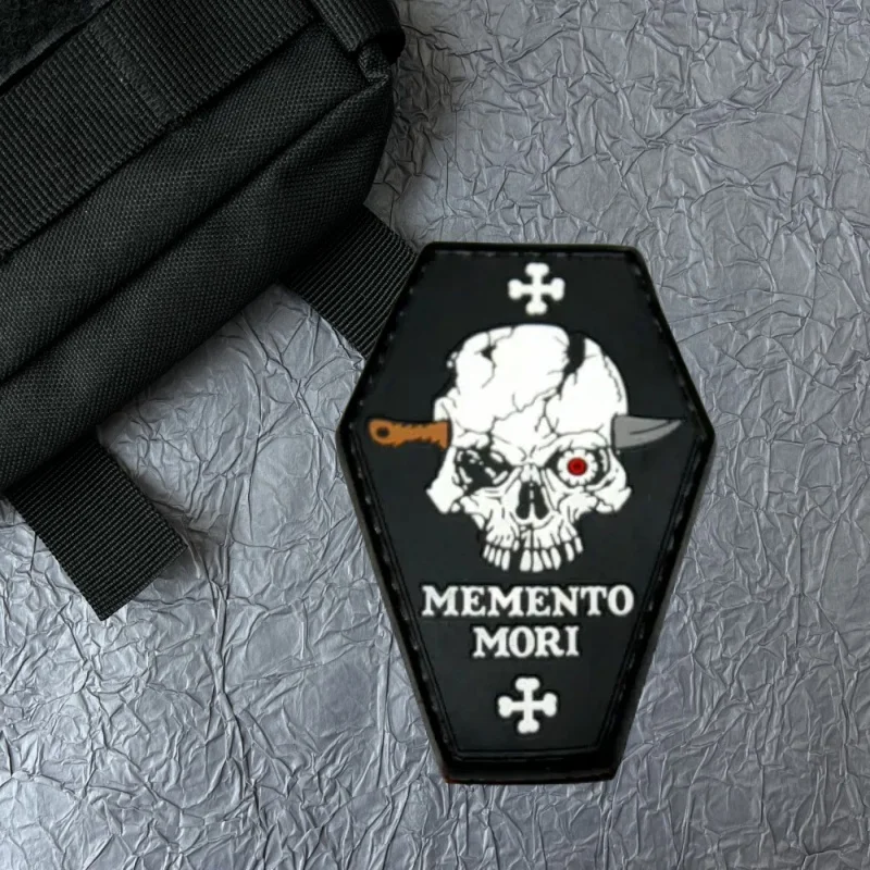 Parche de PVC de calavera MEMENTO MORI en la ropa, pegatinas de insignia de moral, parches militares tácticos para mochila, Wappen - imagen 3