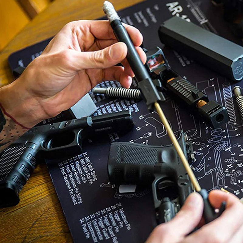 Alfombrilla de limpieza de pistola con diagrama de pieza e instrucciones, herramienta de construcción de reparación de AR15, Banco de Armorers, alfombrilla de ratón para pistola de caza - imagen 4
