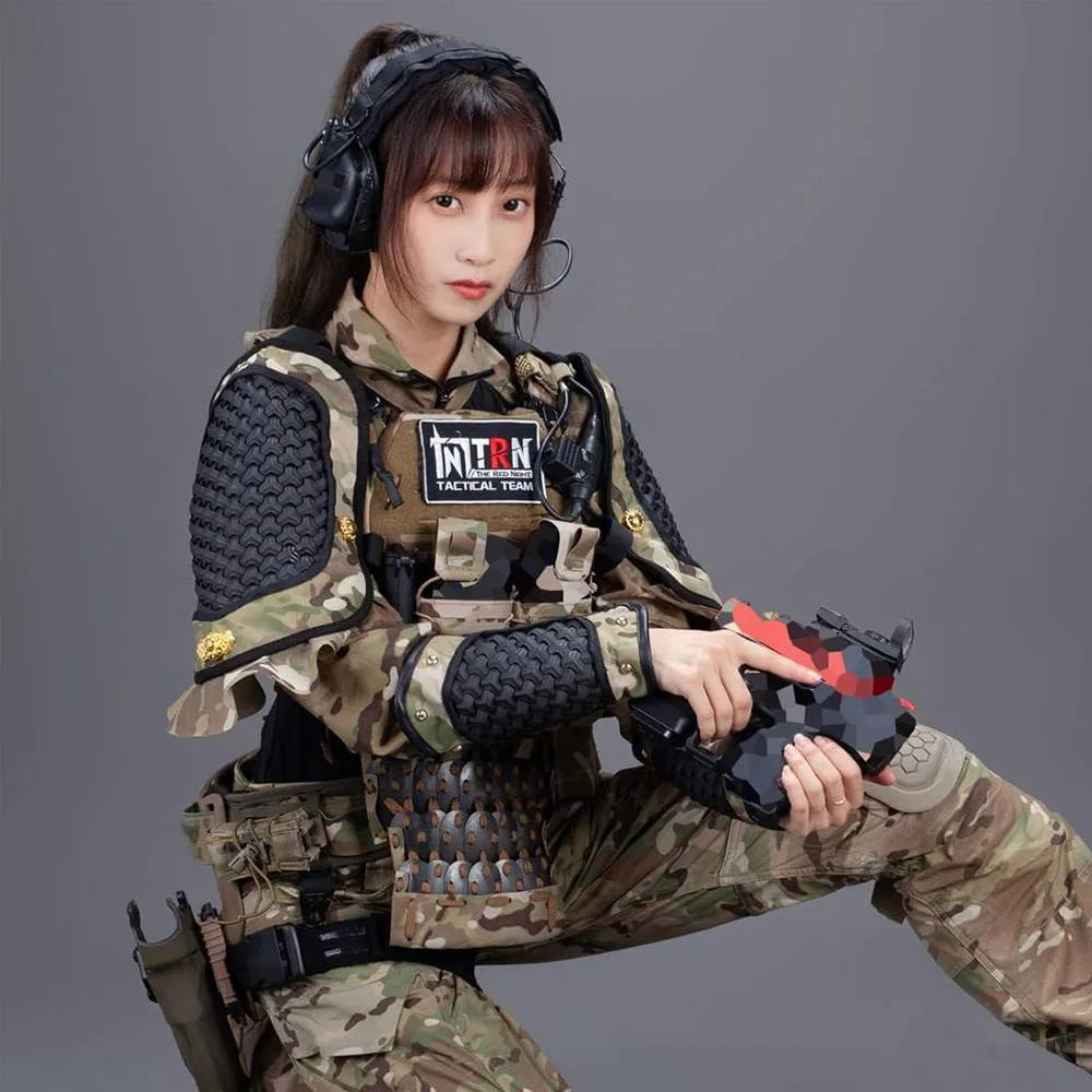 Armadura extendida samurái táctica, protectores de muñeca para brazo, guerrero Medieval, caballero samurái, Protector de combate, equipo de defensa, patrón de montaña - imagen 4