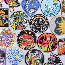 Parche táctico bordado de setas, buenas vibraciones, parches bordados para planchar, parches para planchar de montaña al aire libre para apliques de ropa