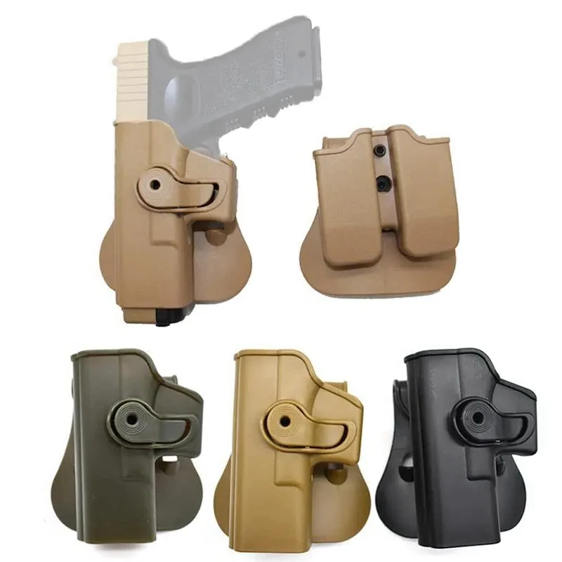Funda para pistola derecha e izquierda IMI Glock, funda para pistola para Gen 1-4 Glock 17 cintura con bolsa Mag de 9mm, accesorios de caza - imagen 5