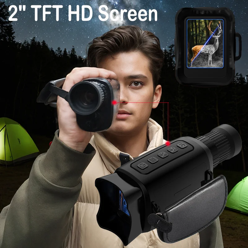 Monocular de visión nocturna con Zoom 16X, con batería recargable de 2000mAh, correa para la muñeca, telescopio infrarrojo de mano para caza - imagen 2