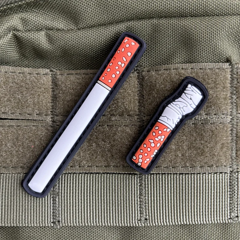 Rook 3D PVC Tactische Patch Sigaret Butt Moreel Badge Patches voor Kleding Klittenband Militaire Rugzak Sticker Applique