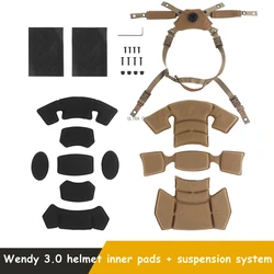 Sistema de suspensión de casco Wendy3.0, Kit de almohadillas interiores, casco Airsoft, correa para colgar en la barbilla, almohadilla de revestimiento esponjoso para cascos de equipo Wendy