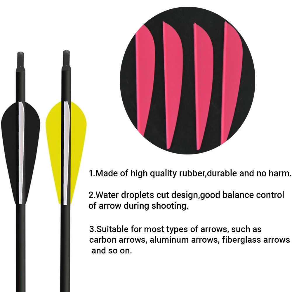 ‌ 50 Uds. De peleas de goma de 3 pulgadas, paletas de flecha, plumas, bricolaje, eje de tiro con arco, objetivo, accesorios de tiro de caza, 11 colores a elegir ‌ - imagen 2