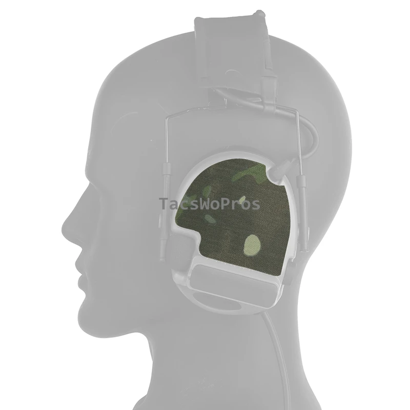 Pegatina para auriculares tácticos, almacenamiento de cables de camuflaje, parche mágico 2 en 1 para caza, tiro, auriculares deportivos, 2 uds. De pegatinas - imagen 2