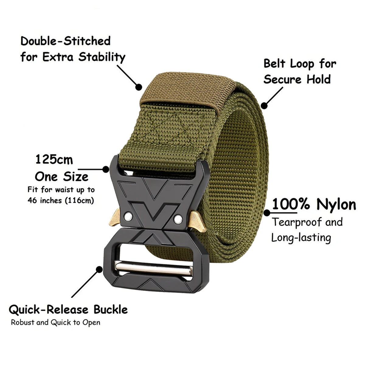 Cinturón táctico de liberación rápida, correa de lona de nailon de 1,5 pulgadas para caza al aire libre, Camping, escalada, etc., cinturón táctico militar - imagen 2