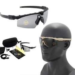 Gafas de sol militares para hombres, gafas tácticas del ejército, gafas de tiro Airsoft, deportes al aire libre, protección UV para senderismo, 5 colores