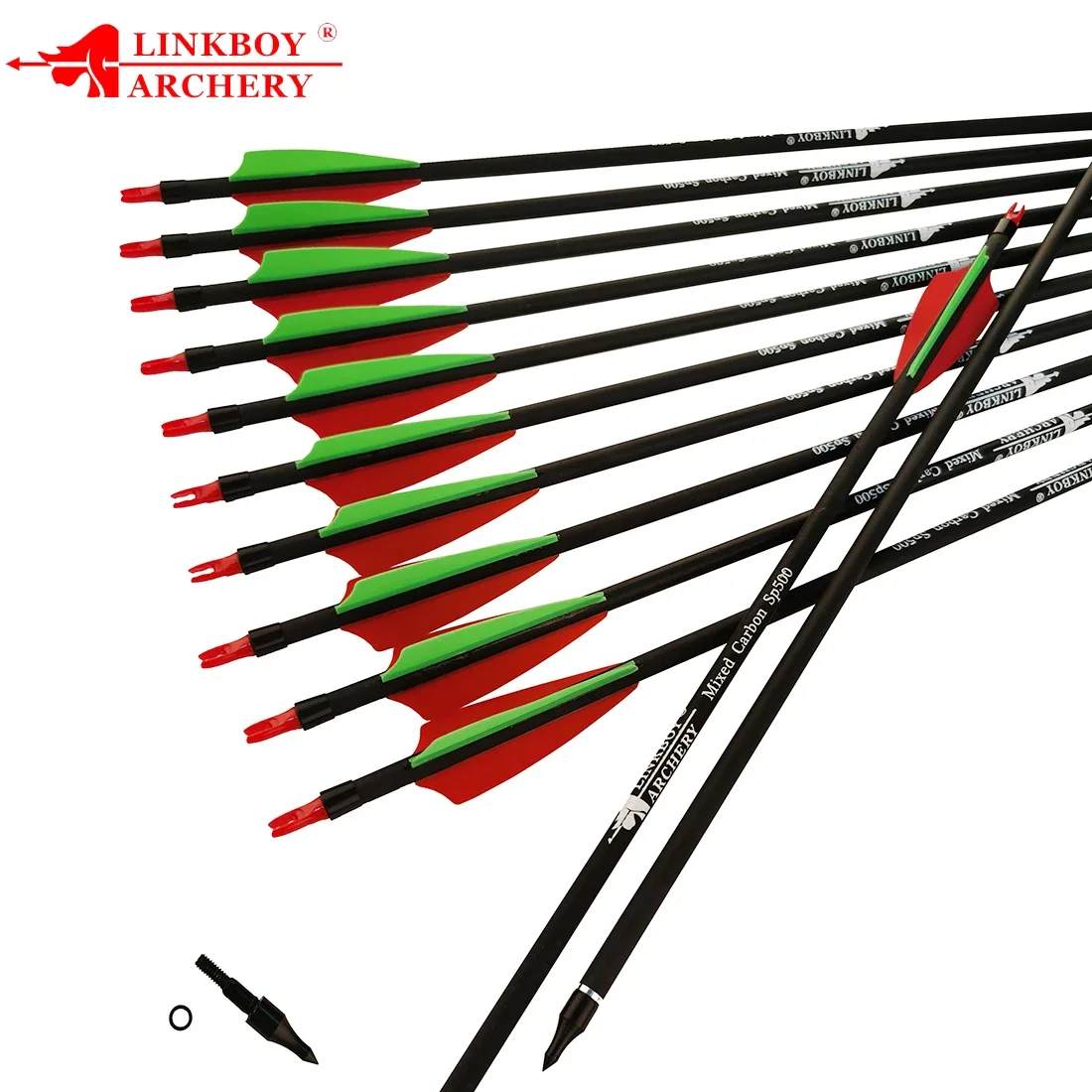 Flecha de carbono Mix Spine 500/600, arco tradicional de 30 pulgadas, id6.2 mm, 100gr, 12 piezas - imagen 2