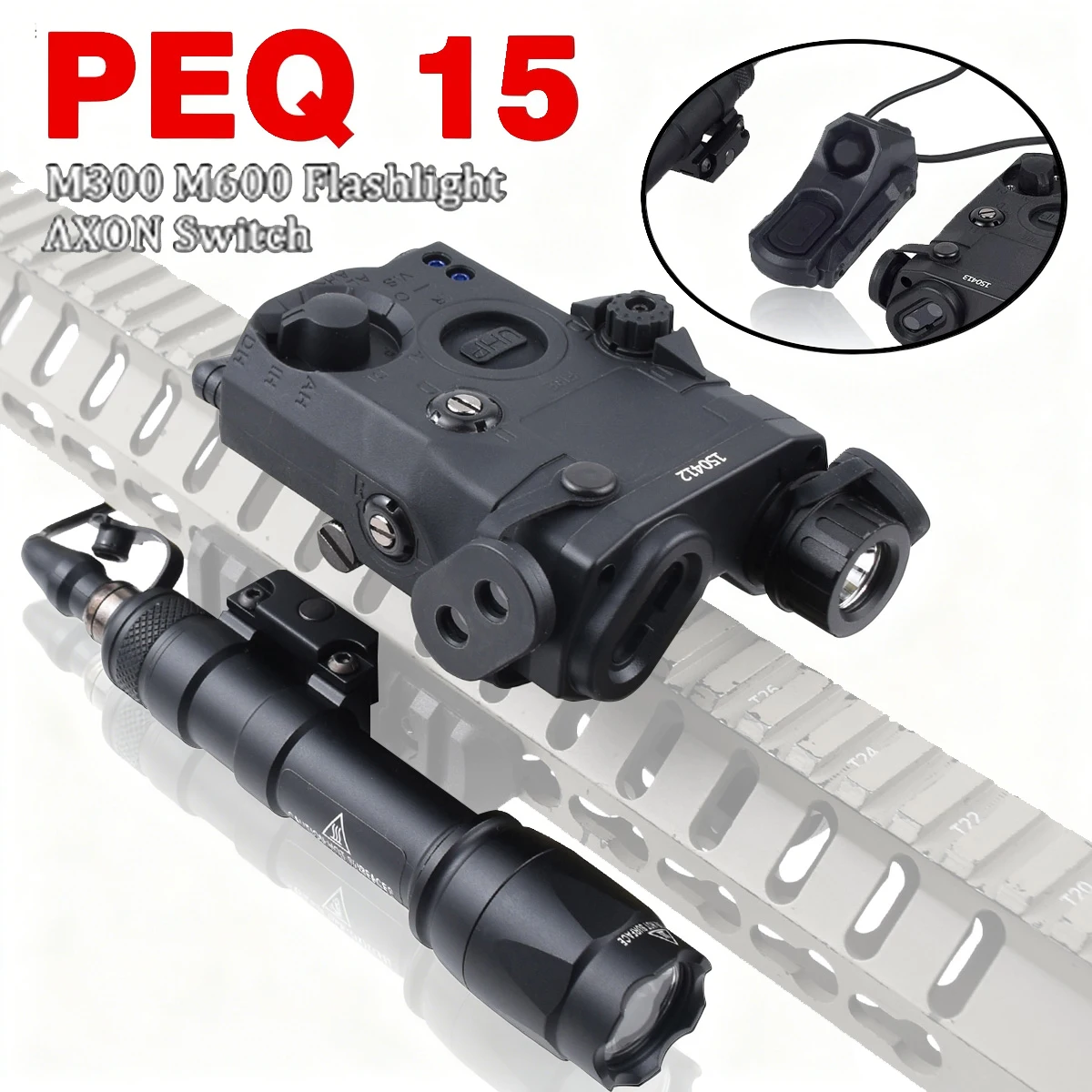 Táctico PEQ15 punto rojo verde azul luz de relleno IR indicador láser Airsoft PEQ-15 armas luz de explorador LED linterna estroboscópica PEQ - imagen 2