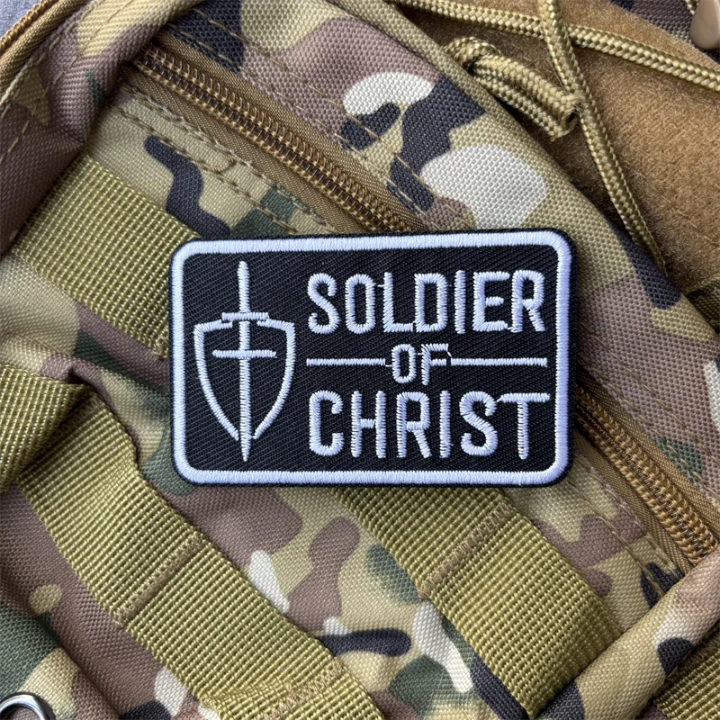Parche bordado "Soldado de Cristo" para ropa, gancho, insignia de moral táctica, parches, pegatinas para mochila - imagen 2