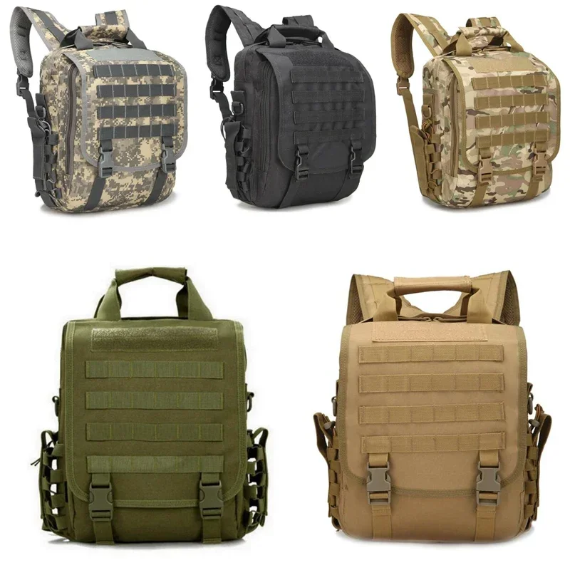 Molle Tan negro al aire libre 14 ''bolsa para ordenador portátil mochila táctica senderismo Camping bolsas mochilas para PC portátil bolso cruzado impermeable - imagen 3