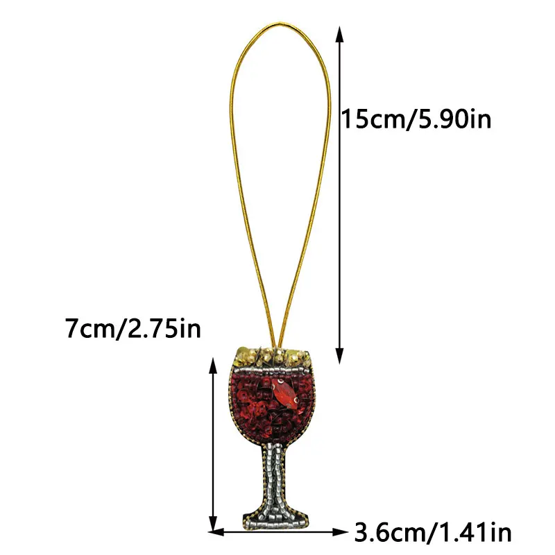 Parche de cuentas hecho a mano, colgante para bolsa de copa de vino, decoración de bebidas, parches de cuentas, accesorios, diamantes de imitación con cuerda - imagen 5