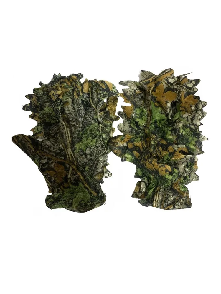Guantes de pesca de caza de camuflaje biónico de Hojas de arce 3D, juegos CS, combate, Cosplay, piel fina, fotografía de jungla, guantes transpirables - imagen 3