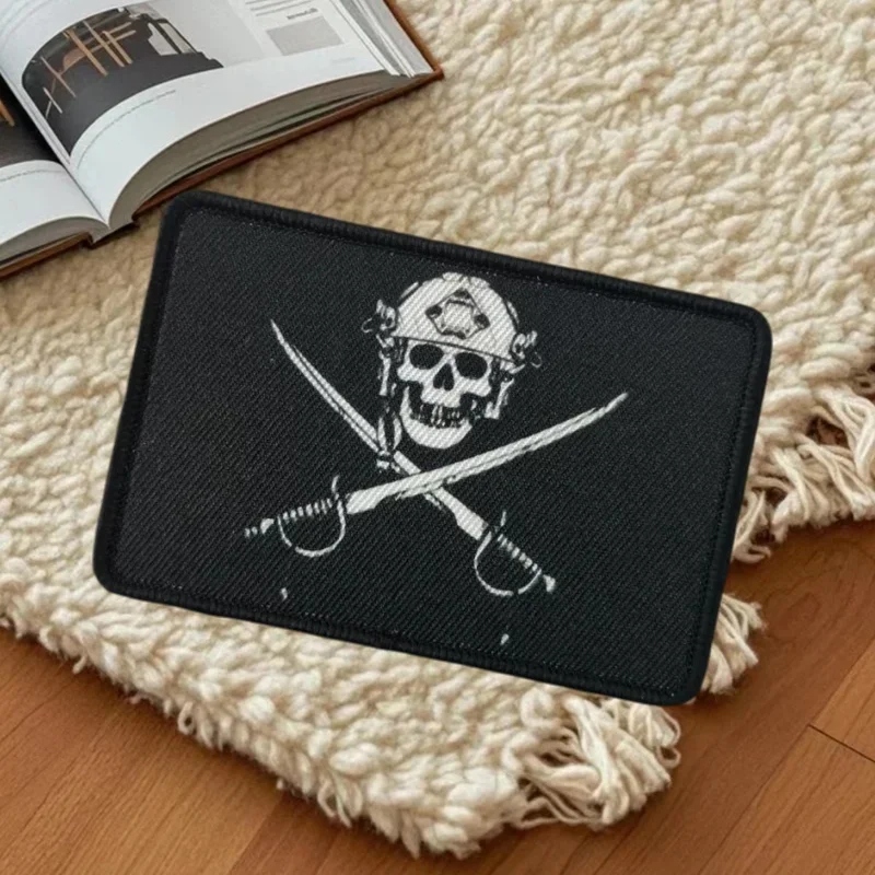 Parche con estampado de esqueleto Reaper, accesorios militares tácticos, insignia de moral de doble espada, parches para mochila con gancho y bucle para ropa - imagen 3