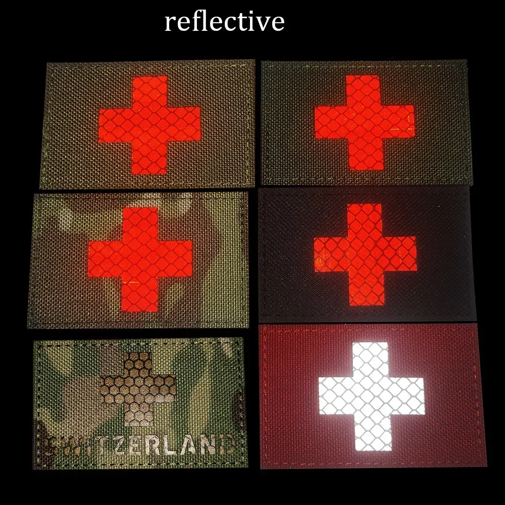 Parches de Velcro bordados con bandera suiza para ropa, insignia militar de calavera suiza, brazalete táctico, emblema de casco, apliques - imagen 2