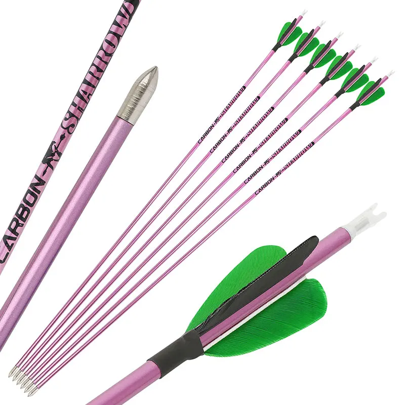 Flecha de Carbono Puro para Tiro con Arco de 32 Pulgadas, Puntas Fijas, Espina 400 500 600 700 800 900 1000, ID4.2mm, Flecha de Carbono para Tiro con Arco, Caza y Tiro al Blanco - imagen 4