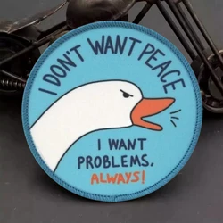 Parche táctico de ganso tonto, no quiero paz, parches de gancho y bucle, insignia de moral, brazalete del ejército militar, pegatinas para mochila