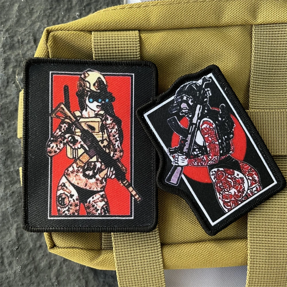Parche táctico de moral V10 V3 para chica especial, chica tatuada militar con mochila del ejército de pistola, pegatina decorativa con gancho y bucle impreso - imagen 2