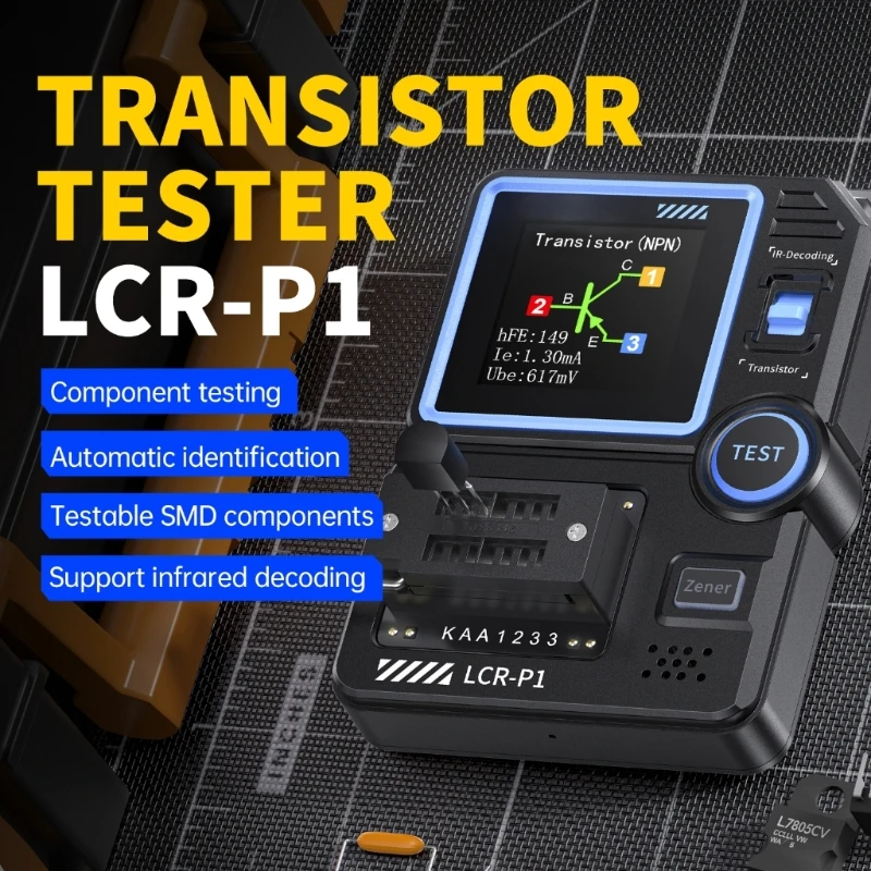 Dispositivo avanzado prueba semiconductores transistores LCRP1 con identificación automática componentes, medición - imagen 2