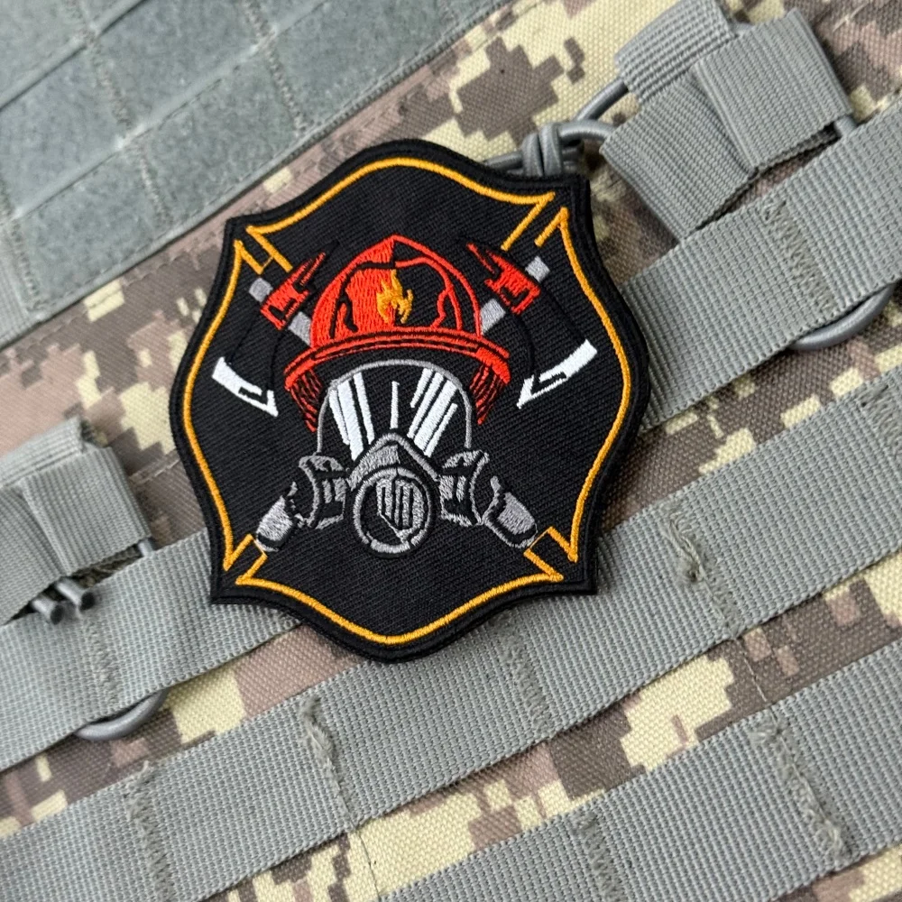 Parche táctico chevron bombero bordado con velcro para personalizar - imagen 3