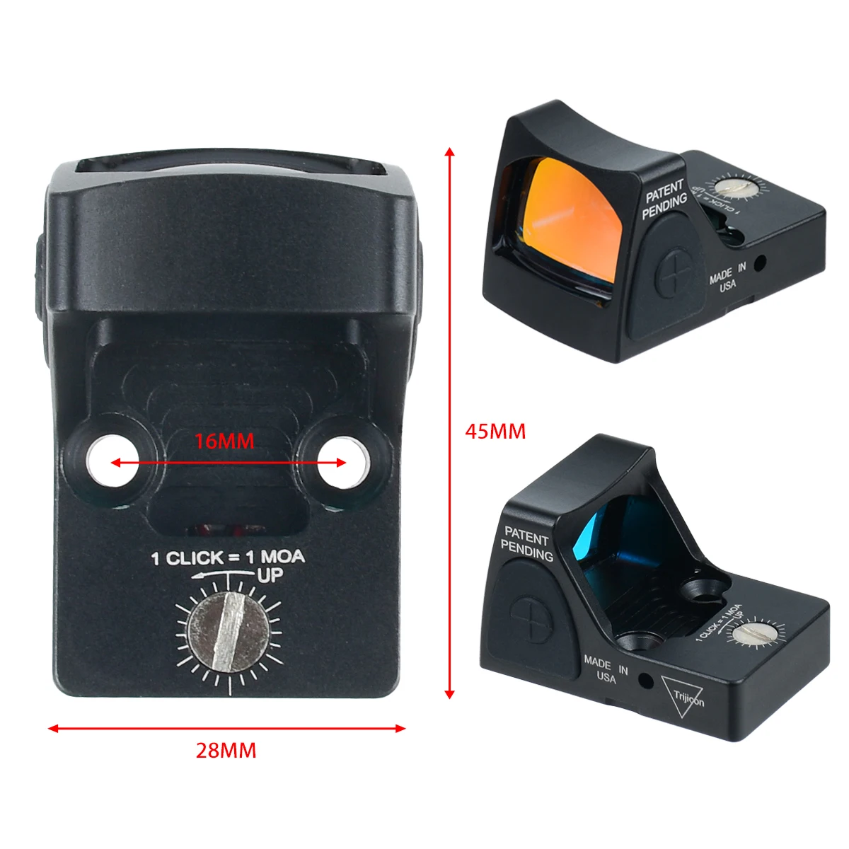 Soporte de mira de punto rojo, colimador óptico reflejo, soporte de mira para pistola GLOCK, mira para Rifle de caza Airsoft, montaje en riel de 20mm - imagen 5