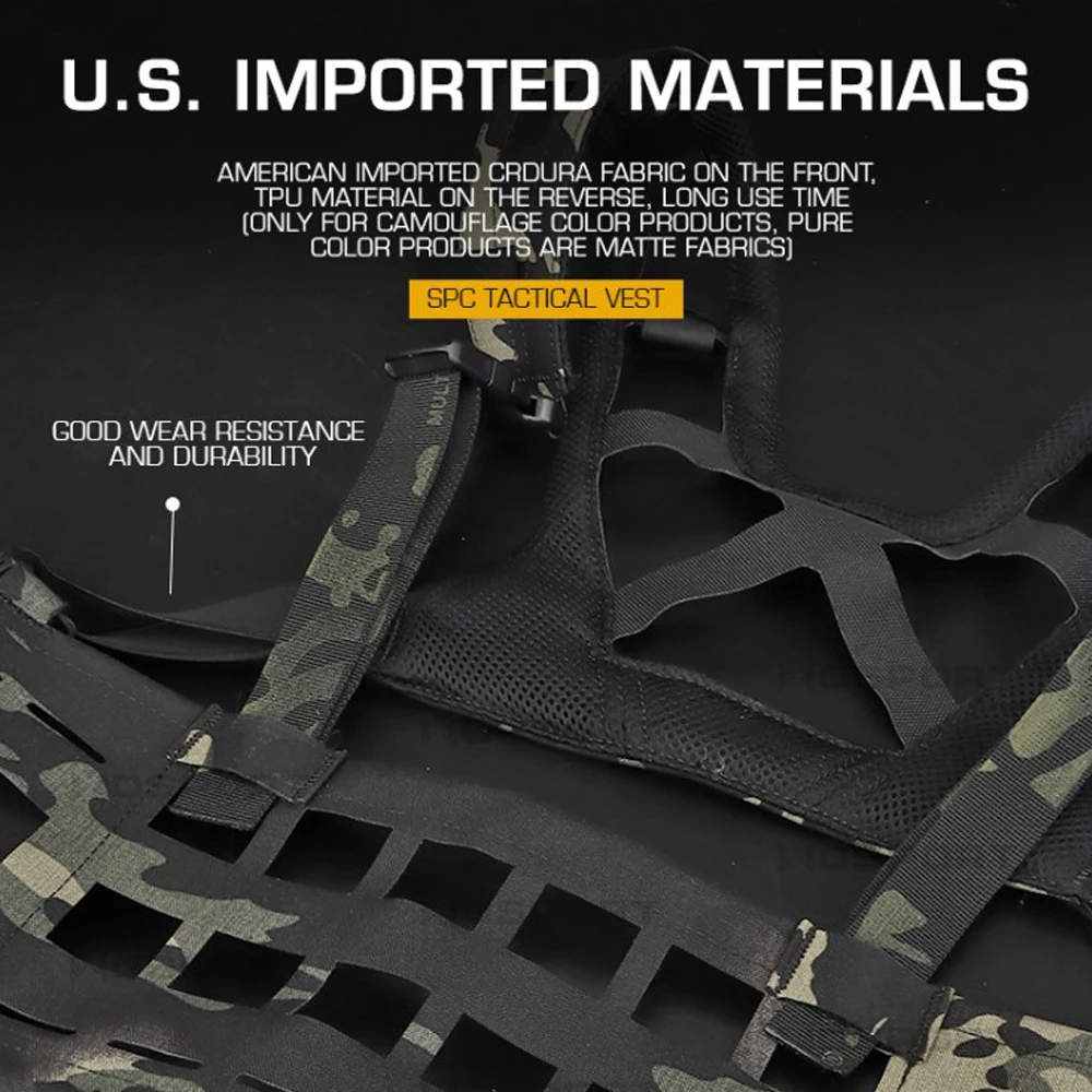 Chaleco táctico ligero SPC, sistema MOLLE, combate militar, caza, aparejo de pecho, equipo Airsoft de Paintball de liberación rápida - imagen 3