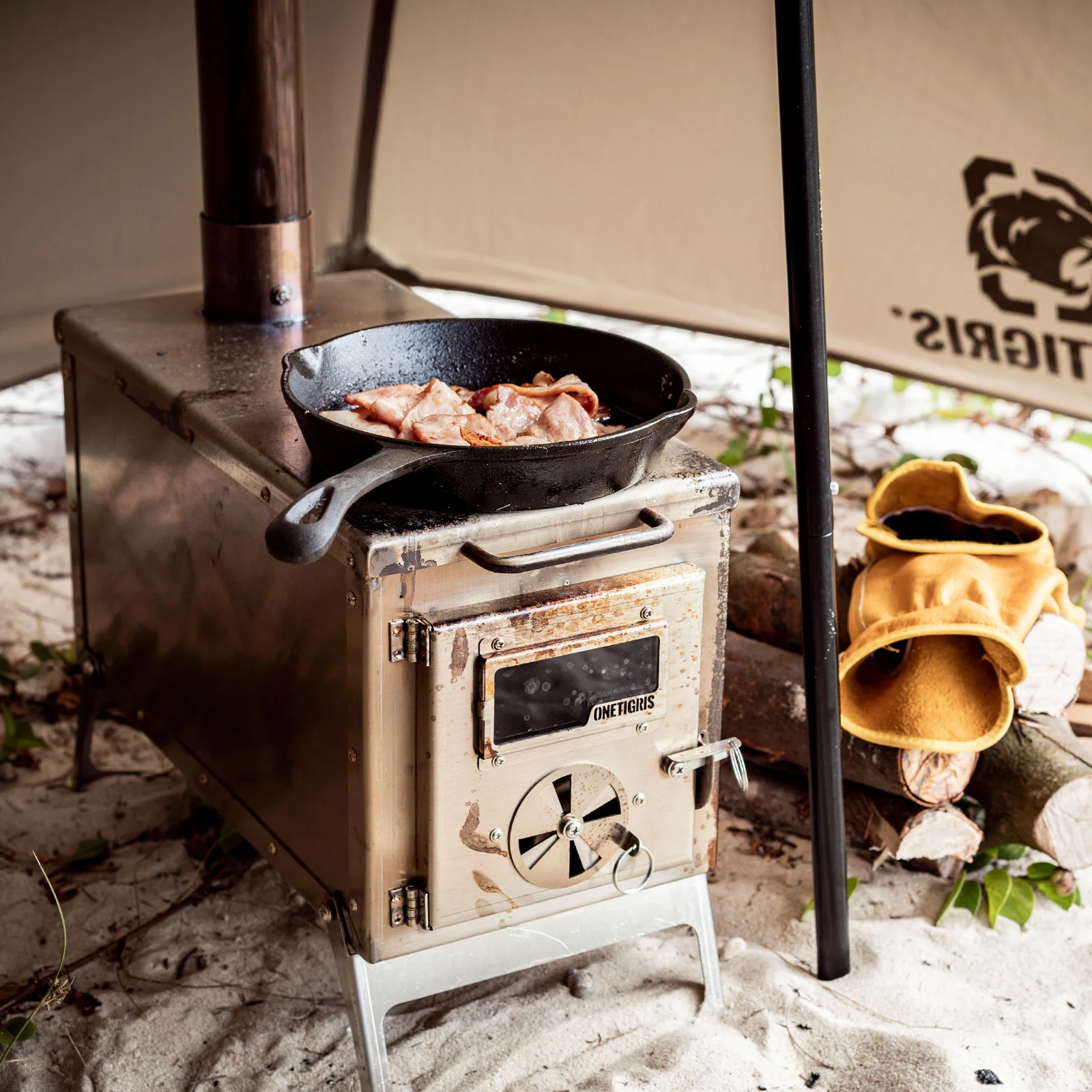 OneTigris Tiger Roar tienda estufa Camping portátil fuego calentador de madera quemador para invierno Camping caza cocina al aire libre Bushcrafting - imagen 5