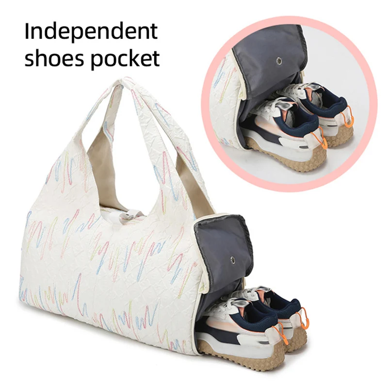 Bolso de hombro tipo bandolera para gimnasio y Yoga, bolsa de entrenamiento para viajes al aire libre con separación en seco y húmedo con compartimento para zapatos, bolso deportivo para Fitness - imagen 5