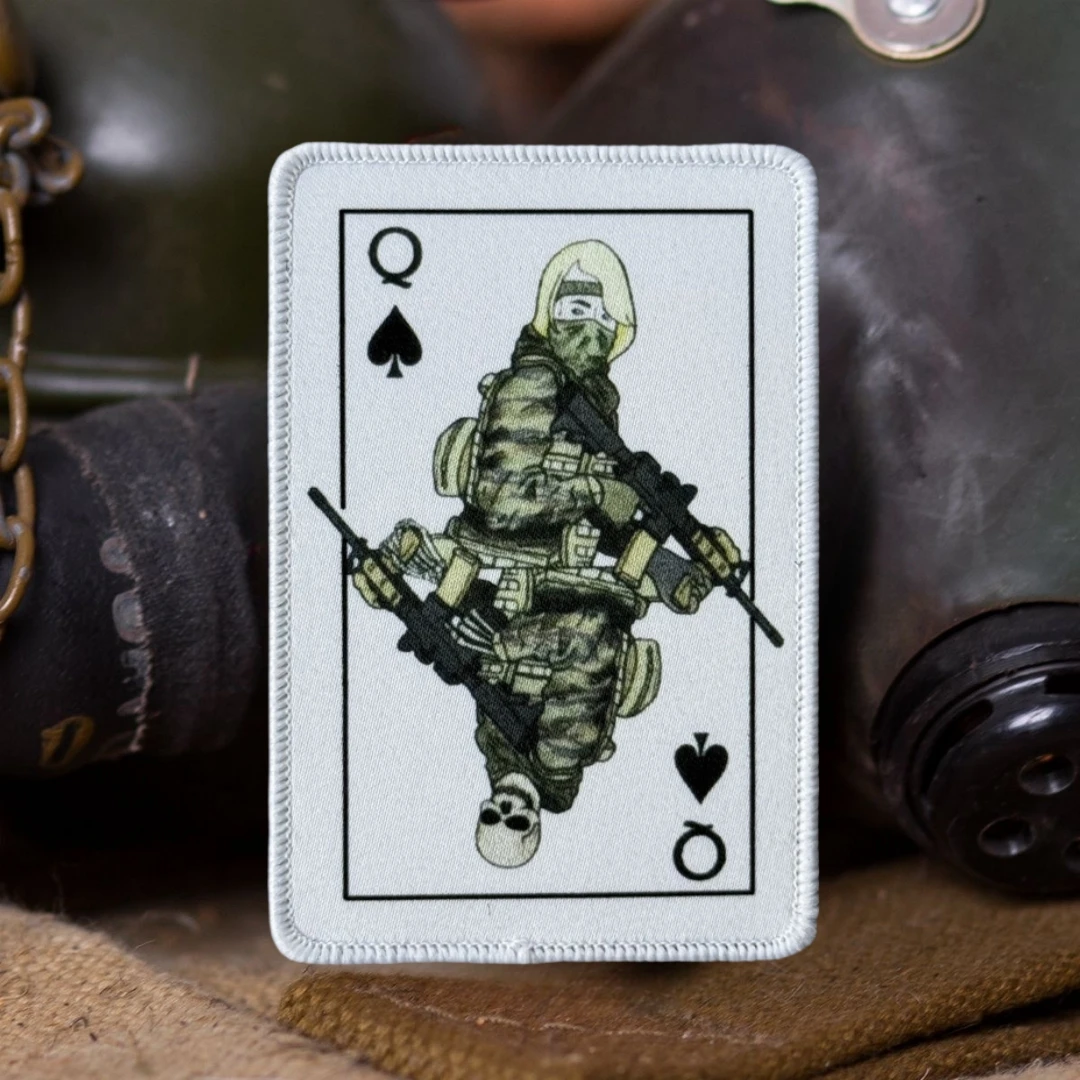 Parche de tarjeta Queen, insignia de moral táctica, "Mapa táctica de señora", pegatina para mochila del ejército militar, parches impresos con gancho para ropa - imagen 4