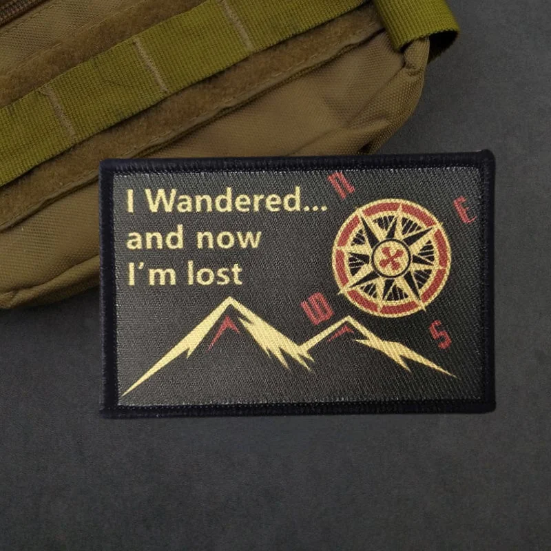 Parche estampado I Wandered and Now I'm Lost, insignia de moral táctica con gancho y bucle, pegatina decorativa para mochila, parches para brazalete para ropa - imagen 5