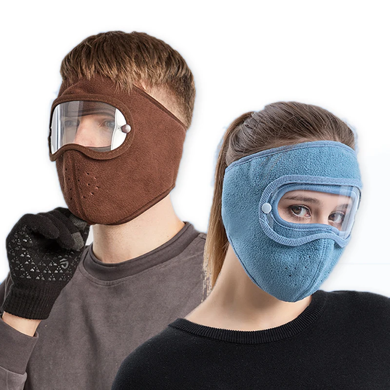 Gorro enmascarado cálido Unisex para hombres y mujeres, máscara facial de gamuza para montar a prueba de viento, gafas de alta definición, máscara antivaho, gorros de esquí - imagen 3