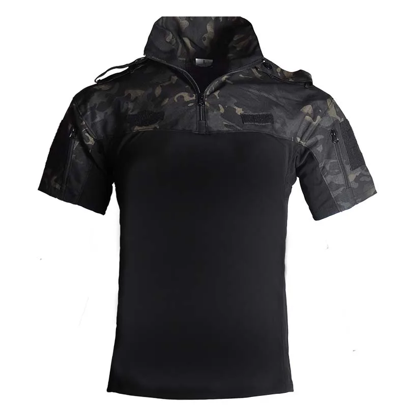 Camiseta de camuflaje táctico para hombre, ropa de verano para senderismo, camisetas de manga corta para escalar y acampar, camisetas de gimnasio, camisetas para acampar Airsoft Paintball - imagen 3