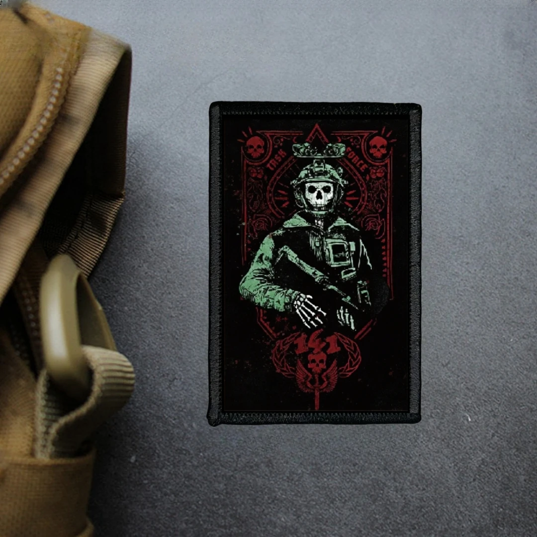 Parche táctico TASK FORCE 141 CODE Call of Duty máscara fantasma insignia de moral mochila militar pegatina impresión parches de bucle de gancho - imagen 4