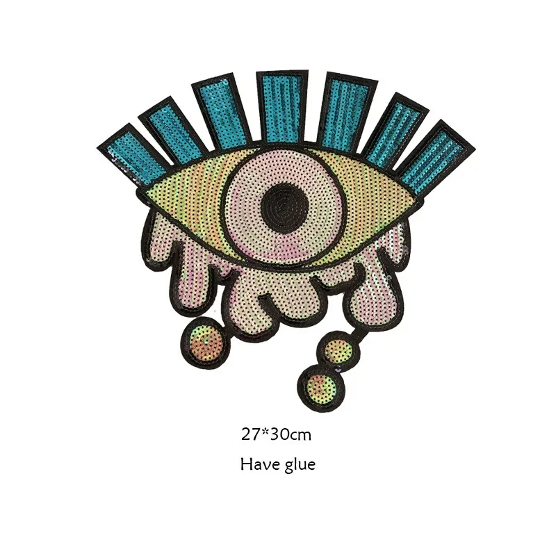 Parches de lentejuelas de ojo de dibujos animados para ropa, insignia de bricolaje, parches bordados, accesorios de ropa, pegatinas, aplique de bolsa, parche adhesivo - imagen 3