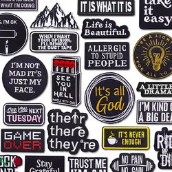 Parches bordados con letras de la serie negra, chaquetas, mochila, insignias para coser, lemas de letras personalizadas, parches para planchar para ropa
